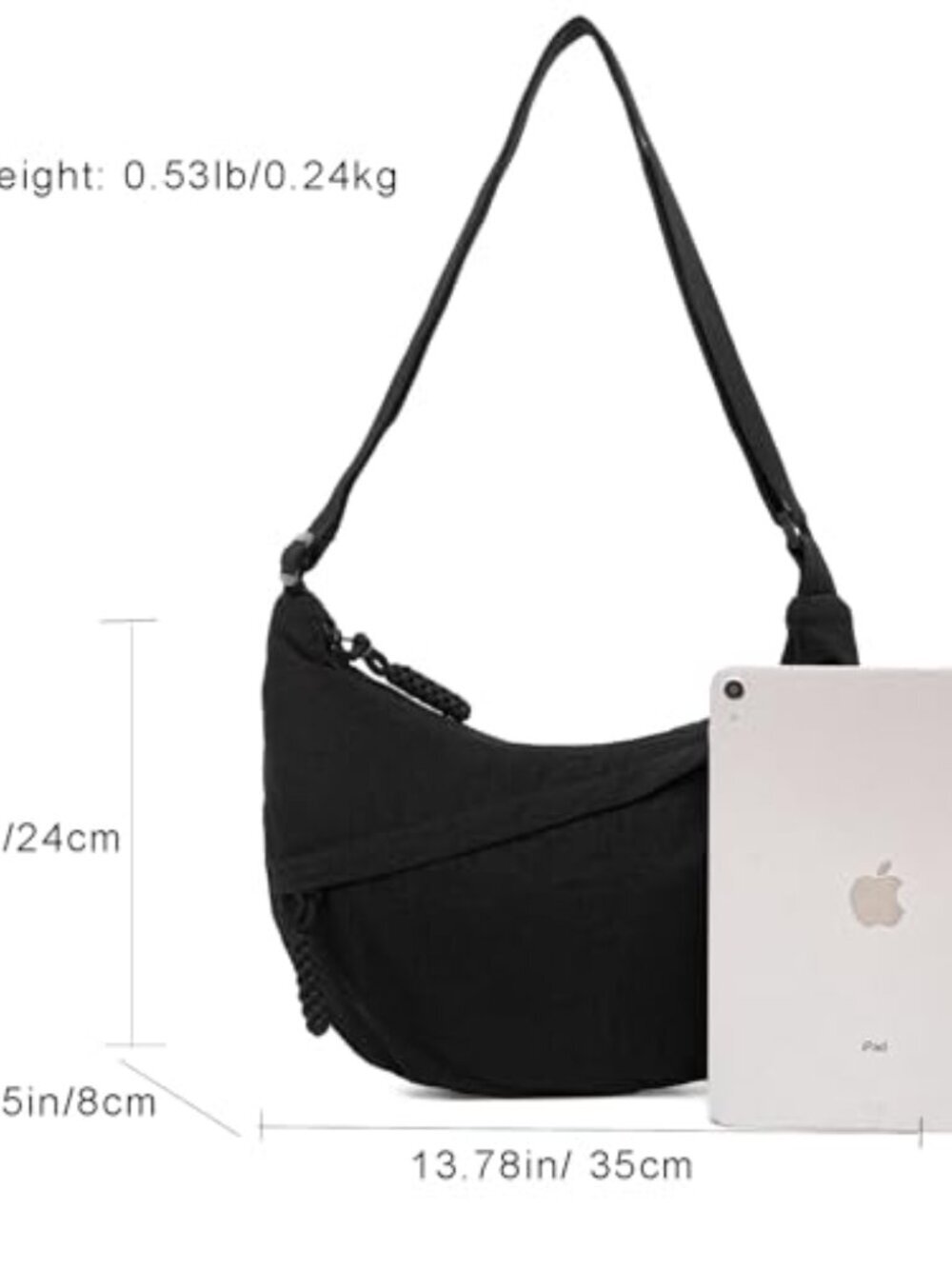 Sanxiner Crescent Bag for Women Men Nylon Crossbody Bags Multi-Pocket Sling Bag - Picture 3 of 5
